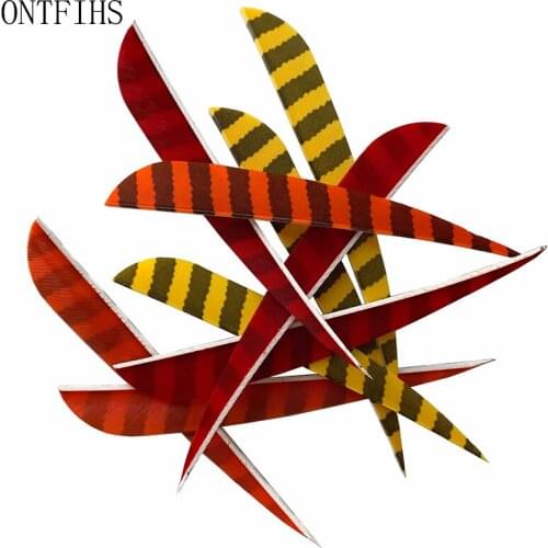 36 Pcs ONTFIHS 5 Inch Real Plume Water Drop Striped Arrow Fletching Parabolic Feathers Hunting Shooting Archery Accessories