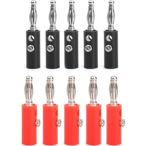 4mm Insulated Banana Plugs Connectors Jack New 10pcs Red + Black