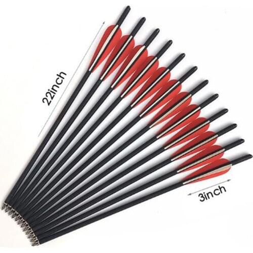 6/12/24 Pcs Mixed Carbon Crossbow Arrow 22 Inch OD 8.8mm For Hunting Archery Feature for Recurve/Compound Bows