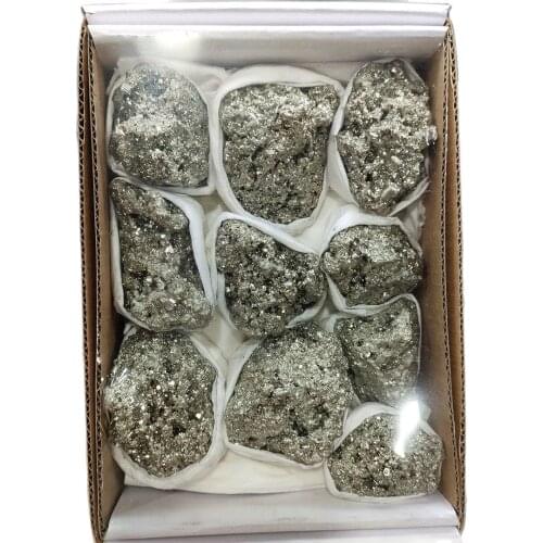 900-1000g 1Box Natural pyrite stones and minerals crystal geode crystal cluster