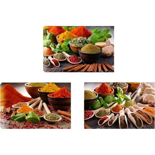 Diamond embroidery 3 Piece Kitchen Wall art Set Spice and Spoon Food Herbs Pictures full square round diamond painting