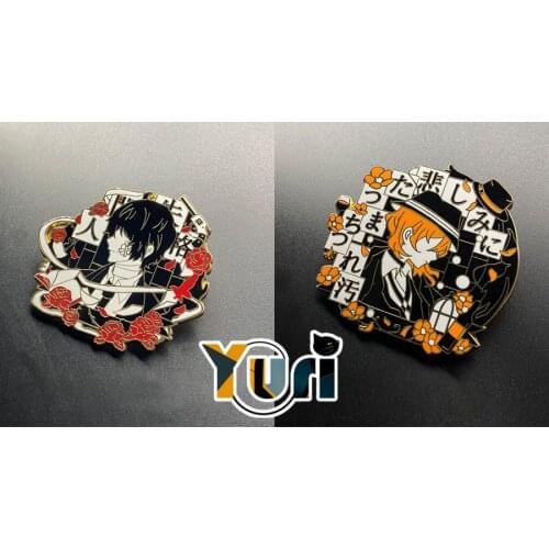 Yuri Limit Bungou Stray Dogs Dazai Osamu Nakahara Chuya Metal Badge Brooch Pin Fan Collection Anime Gift Sa