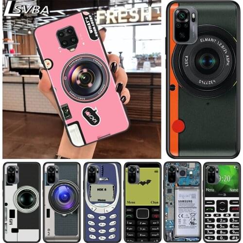 Funny Camera Retro Tape for Xiaomi Redmi Note 10 10S 9 9T 9S 9Pro Max 8T 8Pro 8 7 6 5 Pro 5A 4X 4 Soft Black Phone Case