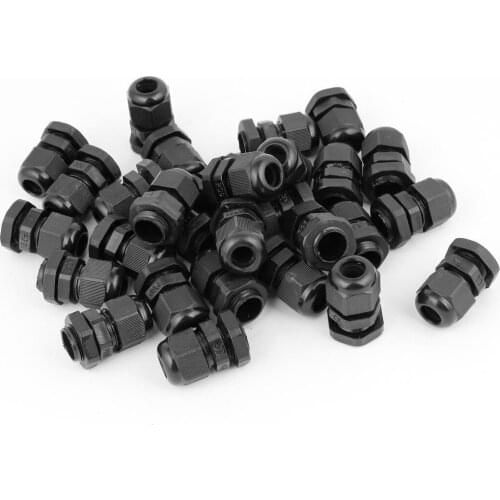 CNIM Hot 36 Pcs Black PG9 Plastic Connector Gland for 4mm-8mm Cable