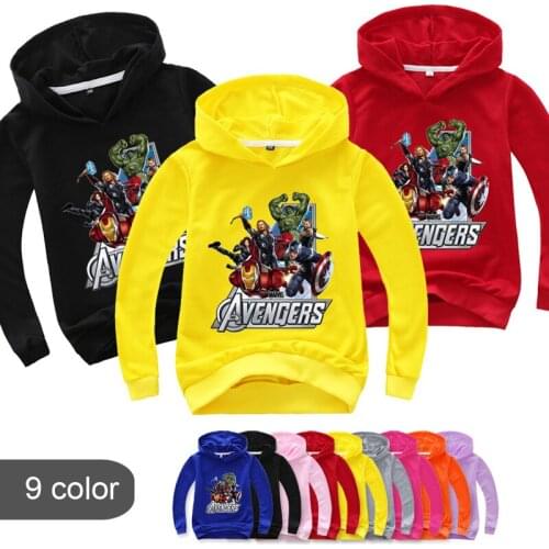 Disney Avengers Spring and Autumn Childrens Cartoon Print Hoodie 3-15 Years Old Boys and Girls Long Sleeve Multicolor