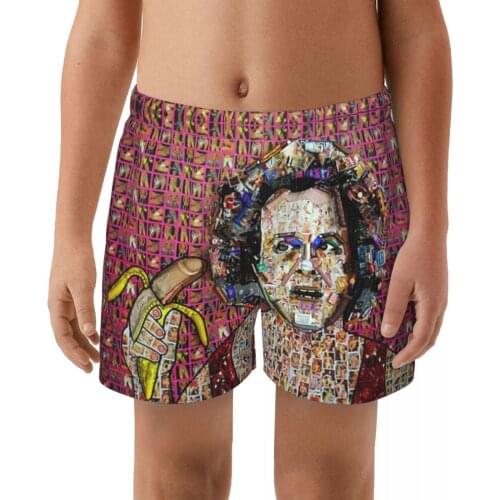 Crazy Art kid Printing Swimwear Shorts Swimming Breathable Built-In Beam Line Briefs Swimming Trunks Beach Wear