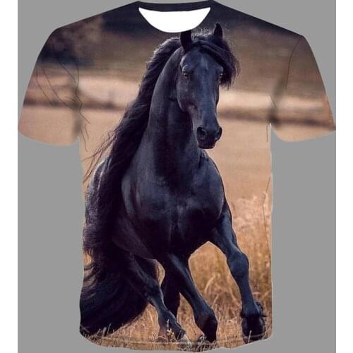 Sweaty Horse Print Men T-Shirt Summer Quick Dry Short Sleeve Animal Printing Tshirt 2021 Couple Trendy O-Neck Tee Shirts 4XL