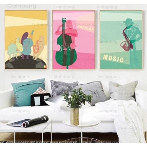 Guitar Music Instrument Canvas Painting Abstract Colorful Music Piano Wall art Painting Customizable Home Frameless Decoration