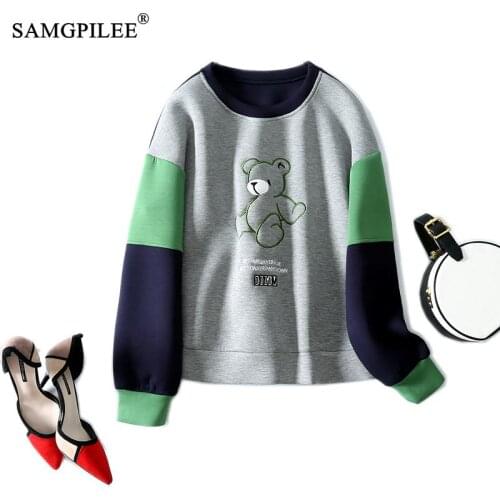 Space Little Bear Hoodies Cute Cartoon Sweatshirts Women Korean Student Hoodie Hip Hop Streetwear Oversized Long Sleeve Hoody