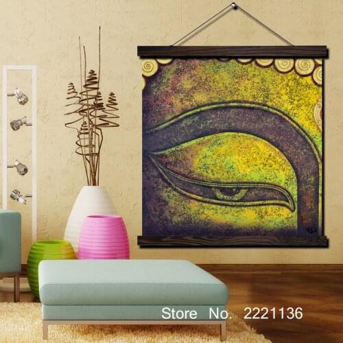 Green Buddha Eye HD Print Scroll Paintings Wall Art Printed Hanging Framed Canvas Painting Modern Home Decoration