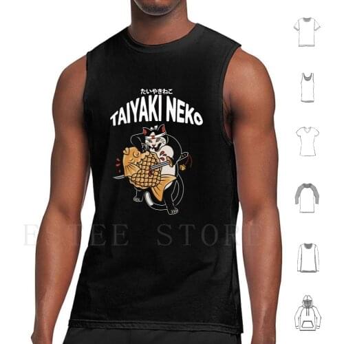 Taiyaki Neko ( Black Background ) Tank Tops Vest Sleeveless Neko Japan Taiyaki