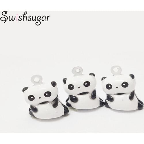 Cute Panda Cartoon Jingle Bell Charms DIY Craft Pendant Accessories Christmas Holiday Party Decor