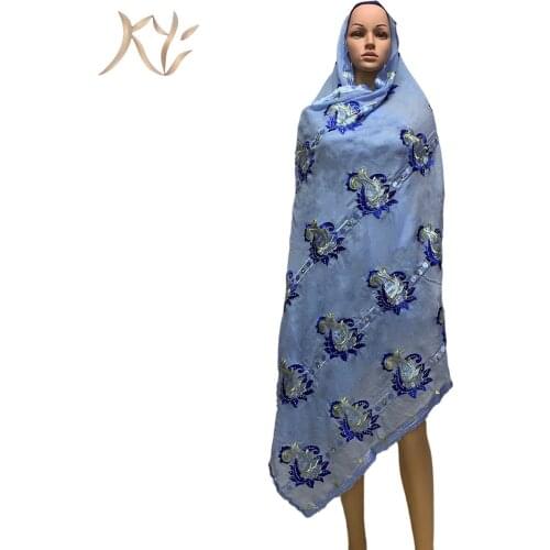 Fashion Hot Sale African Women Scarfs Big Circle Design Big Embrodiery Cotton Big Muslim Scarf For Shawls Pashmina