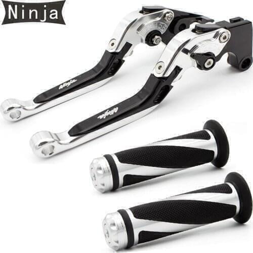 Motorcycle CNC Folding Extendable Brake Clutch Levers Handlebar Knobs Handle Hand Grips For Kawasaki Ninja 400 2018