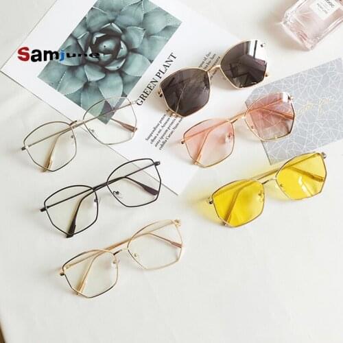 2018 new style men and women retro spectacle frame polygonal frame metal flat mirror Korean style