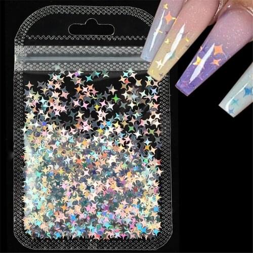 15Pcs Wholesale 1Bag Ultrathin Laser Star Nail Sequins Colorful Holographics Flakes Paillette Tool Nail Art Decorations Design