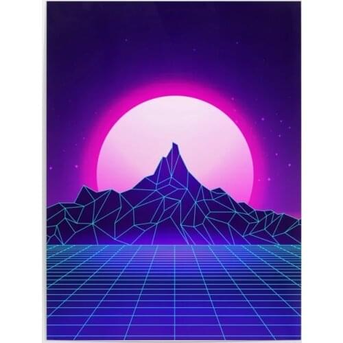 Prints Home Decoration Canvas Painting Wall Art Retro Vaporwave Mountain Modular Pictures For Living Room Poster No Framework