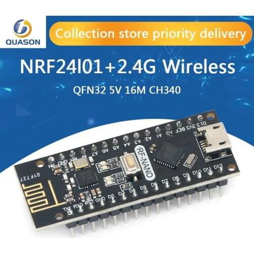 RF-Nano for Arduino Nano V3.0, Micro USB Nano Board ATmega328P QFN32 5V 16M CH340, Integrate NRF24l01+2.4G wireless