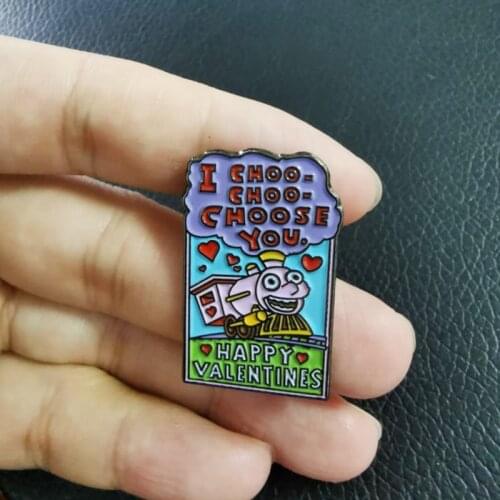 Happy locomotive drive towards to you with full of love brooch perfect gift for valentines day