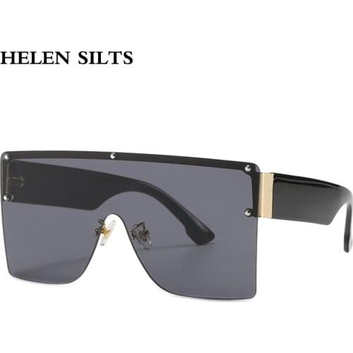 Fashion Oversized Square Sunglasses Women Fashion Black Lens One Piece Sunglasses Men Shades Vintage Eyewear UV400 Gafas de sol