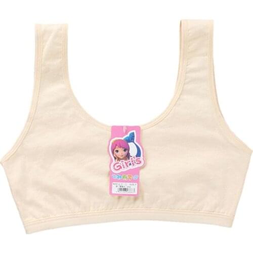 Teenage Puberty Girls Sport Training Bra Sweet Solid Candy Color Double Layer Breathable Kids Cotton Underwear Wireless Bralette