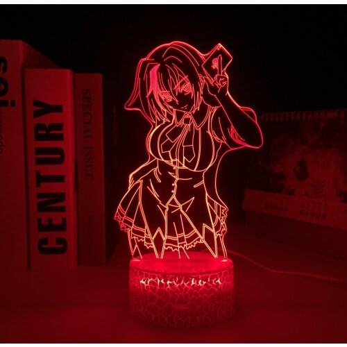 High School DxD Anime Xenovia Quarta 3D LED White Base Lamp for Bedroom Decorative Light Birthday Gift Acrylic LED Light