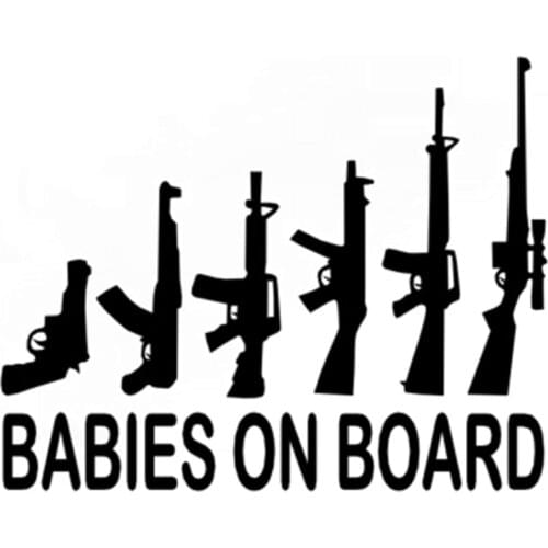 Creative Decal Babies on Board My Gun Family Car Sticker Vinyl Automobile Decoration Waterproof Stickers,12cm*10cm
