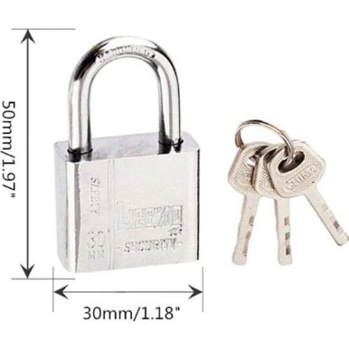 GXMA 30mm Stainless Steel Padlock 3 Keys Heavy Duty Solid Lock Door Gate Box Safety Waterproof Antirust Home Improvement