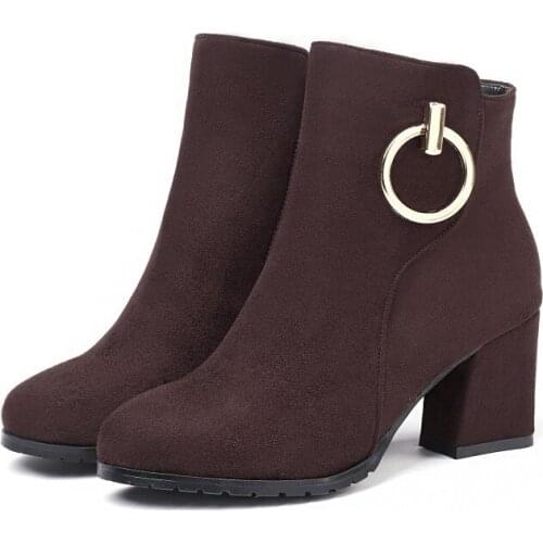 Big Size 9 10 11 12 boots women shoes ankle boots for women ladies boots shoes woman winter Side zipper metal trim