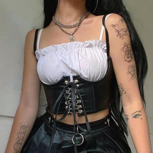 Womens Corset Top PU Leather Bustiers Corsets Waist Trainer Body Shaper Belts Slimming Waistcoat Waistband Adjustable Girdle