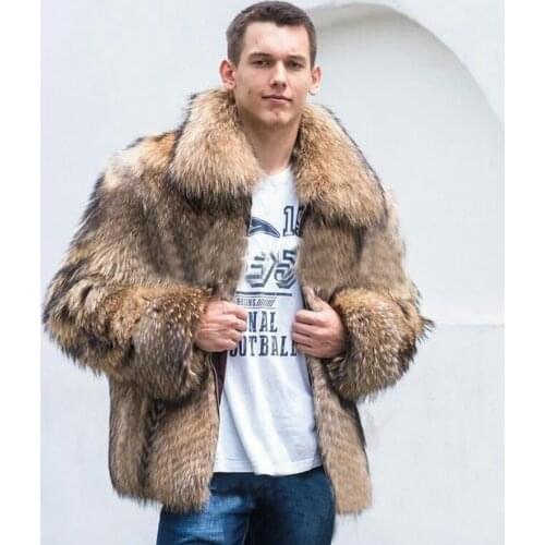 Winter Coat Men Fur Jacket 2021 New Warm Fashion Outwear Real Raccoon Fur Coat Furry Outfits Free Shipping