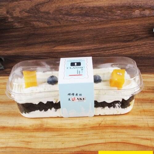 100pcs Net red transparent square plastic boxes party favors baking package dessert cake candy gift box with card paper sleeve