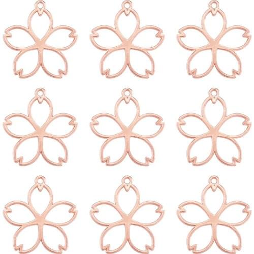 100pcs Flower Pendants Alloy Charms for DIY UV Resin Jewelry Making Necklaces Bracelets 22x21x1mm Hole: 1.5mm