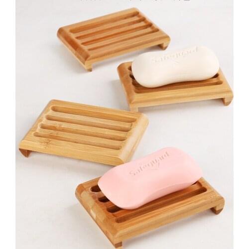 100PCS/LOT Natural Bamboo Soap Dishes Tray Holder Storage Soap Rack Plate Box Container Bathroom Japanese style soap box