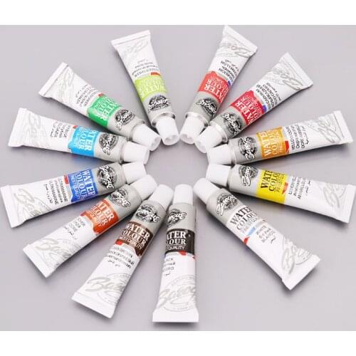 12 Colors Tubes 6ml Paint Tube Drawing Painting Watercolor Pigment Set With Brush Art Supplies K3KB
