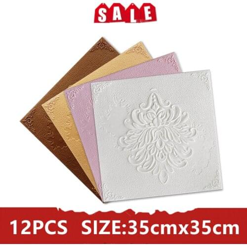 12PCS 3D Wall Panels Home Decoration Self-Adhesive Panels Waterproof 3D Wall Stickers Bedroom Kids Room