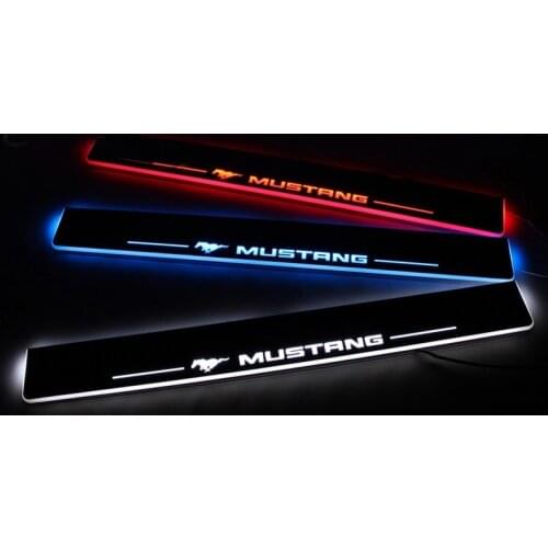 12V Welcome Pedal Lights For Ford Mustang 2015 2016 2017 2018 Pedal car Door Sill Pathway Lamps led thresholds scuff plates AUTO