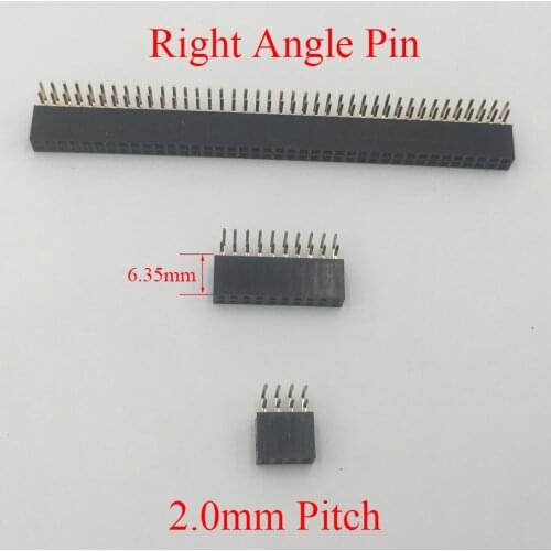 2*4 2x4 2*5 2x5 2*6 2x6 Pin 8P 10P 12P 2.0mm Pitch Space 6.35mm Height Female Connector Double Row Right Angle Pin Header Strip
