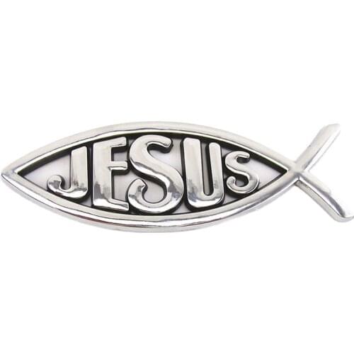 3D Silver / Red / Gold / Blue Jesus Fish Emblems Christian Symbol Car sticker