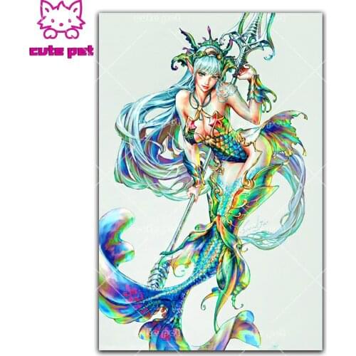 DIY Diamond Mosaic Home Decor Mermaid 3D Painting Rhinestones pictures Full Square Diamond Embroidery Gifts Cross Stitch puzzle