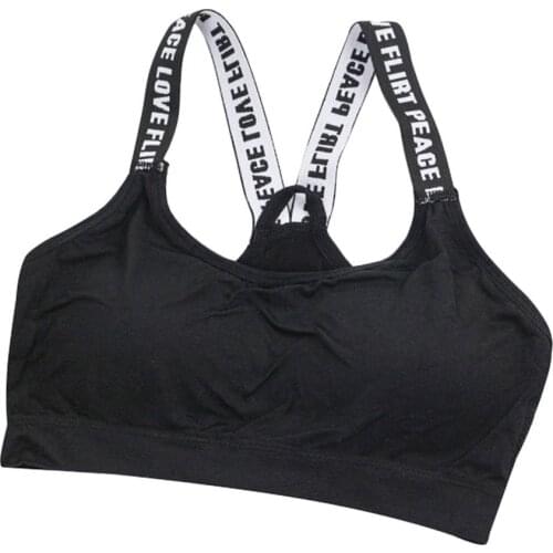 English Letter Tape Wrapped Chest Seamless Steel Ring Free A Sports Bra Female Backing Tape English Letter Sports Bra Hot Sale