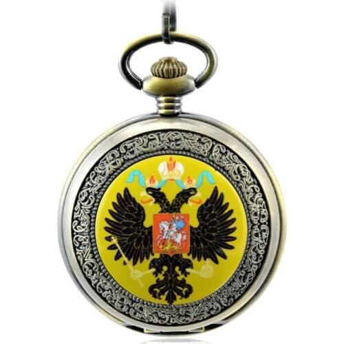 Russia National Emblem Memorial Retro Automatic Mechanical Pocket Watch Mens Watch Hollow Key Chain Clock Pendant Reloj Bolso