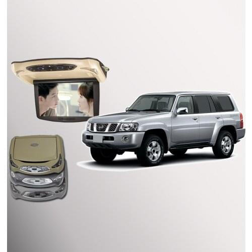 BigBigRoad For nissan patrol Car Roof Mounted in car LED Digital Screen Support HDMI USB FM TV Game IR Remote Flip Down DVD