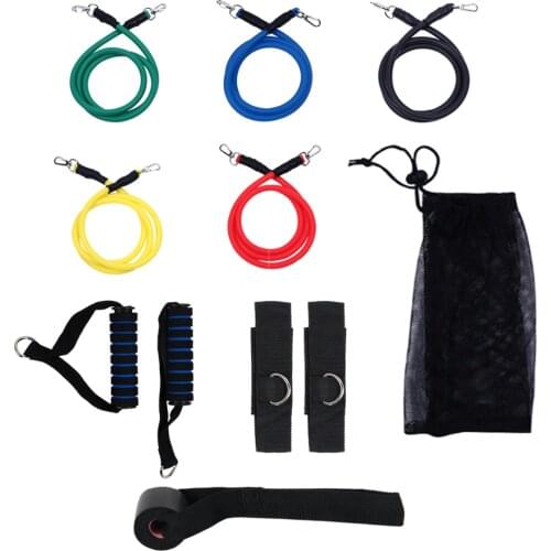 Bouti1583 New 11 Pcs/Set Latex Resistance Bands Workout Exercise Pilates Yoga Crossfit Fitness Tubes Pull Rope