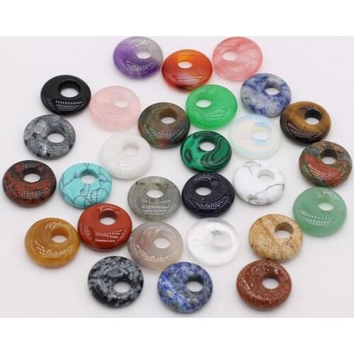 Natural Stone Beads Semi-precious Stones Round Big Hole Exquisite Charms For Jewelry Making DIY Necklace Bracelet Accessories