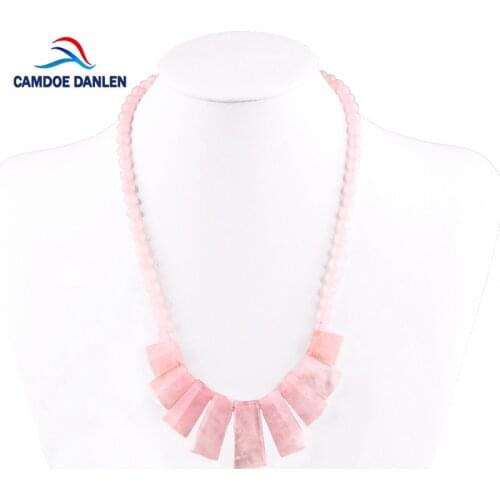 CAMDOE DANLEN 2017 Fashion Pendant Rose Crystal Beads Choker Classic Natural Stone Maxi Women Long Charm Necklace & Pendants