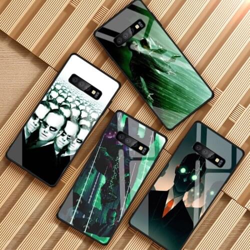 The matrix Tempered Glass Phone Case For Samsung Galaxy S8 S9 S10 S20 PLUS J8 J6 J4 2018 NOTE 8 9 10 Cover Shell