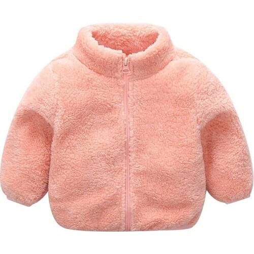Kids Flannel Warm Jacket Toddler Baby Girl Casual Double-layer Solid Windbreaker Children Long Sleeve Coat For Boy Clothes