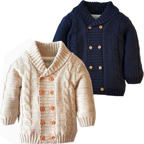 Baby Cardigan Toddler Boys Double Breasted Plus Velvet Sweater Lapel Thick Baby Girl Clothes Winter Outwear For Boy Kids Sweater