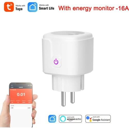 EU 16A WiFi Smart Socket,Remote Control by Tuya/Smart Life,Energy monitoring Power Consumption Work with Alexa/Google Assistant